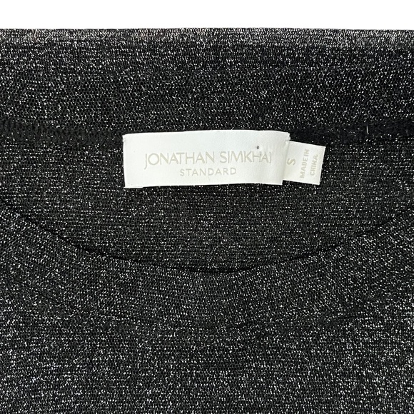 Jonathan Simkhai Standard Shirt Black Silver Metallic Mesh Tee Womens Size Small - Picture 9 of 11